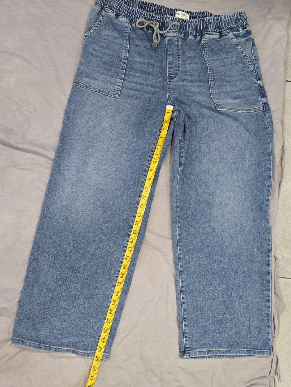 Maurices Wide-Leg Drawstring Jeans in Light Blue